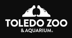 Black and white Toledo Zoo and Aquarium logo with drawing of animals